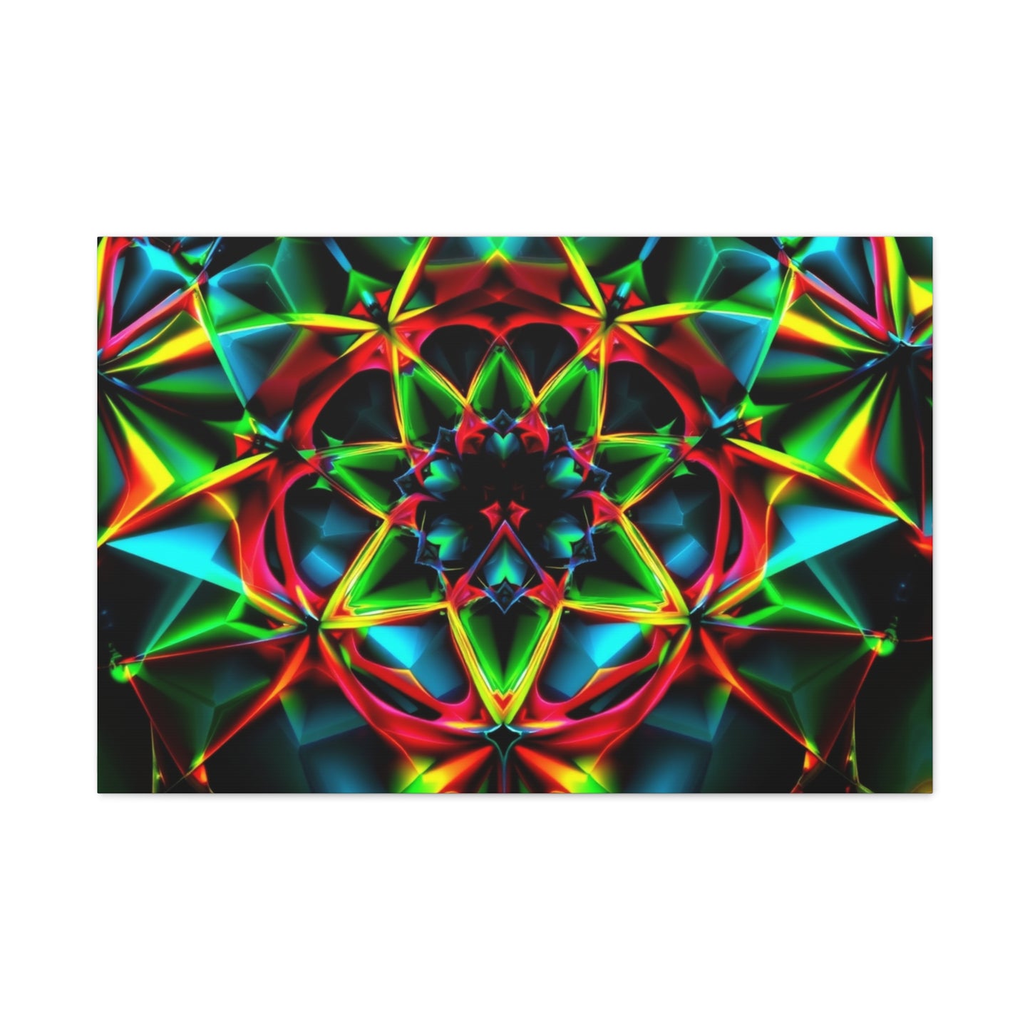 Kaleidoscope Neon Mandala Matte Canvas Wall Art