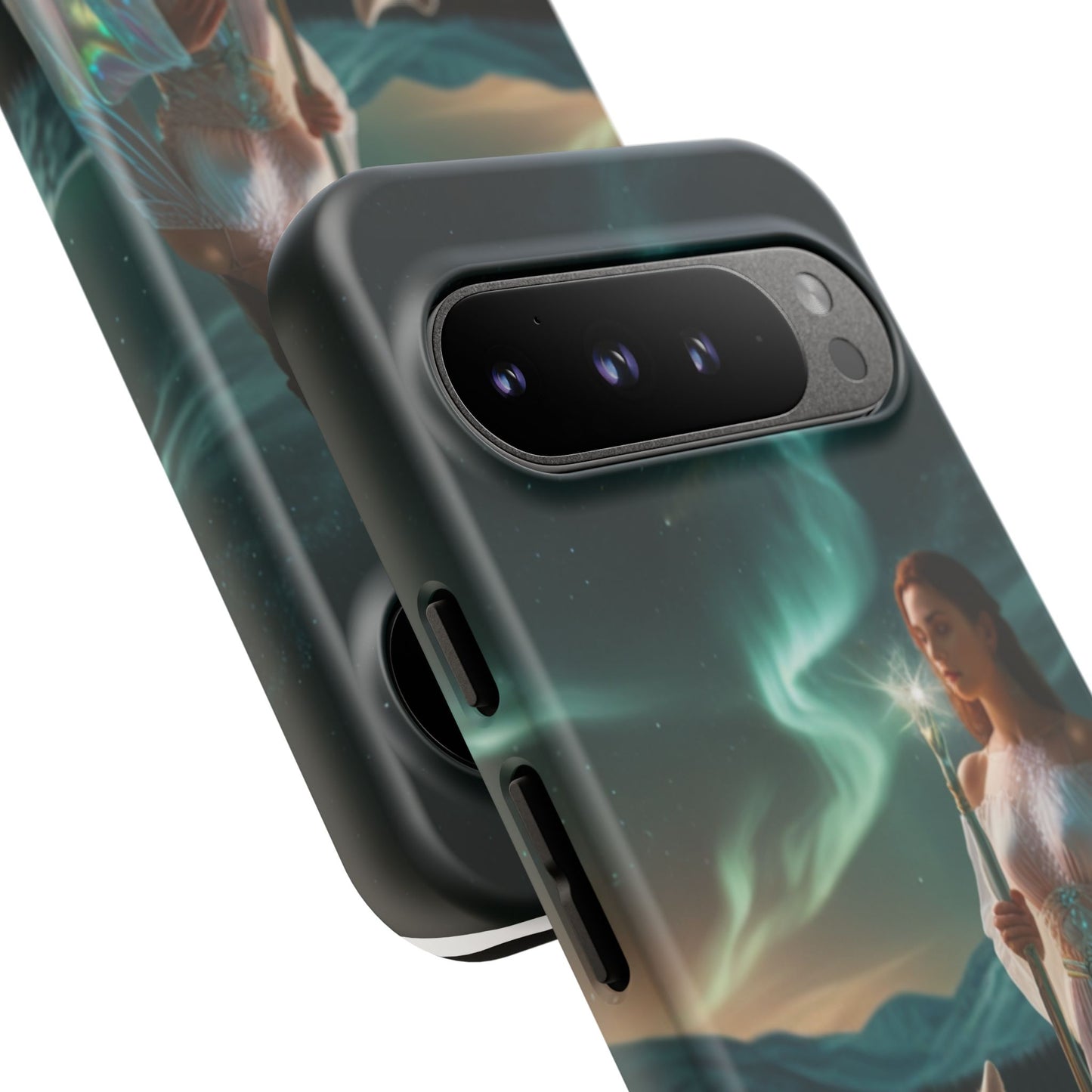 Funda para teléfono Google Aurora Guardian: armadura de fantasía de mujer y lobo