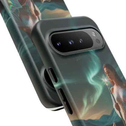 Funda para teléfono Google Aurora Guardian: armadura de fantasía de mujer y lobo