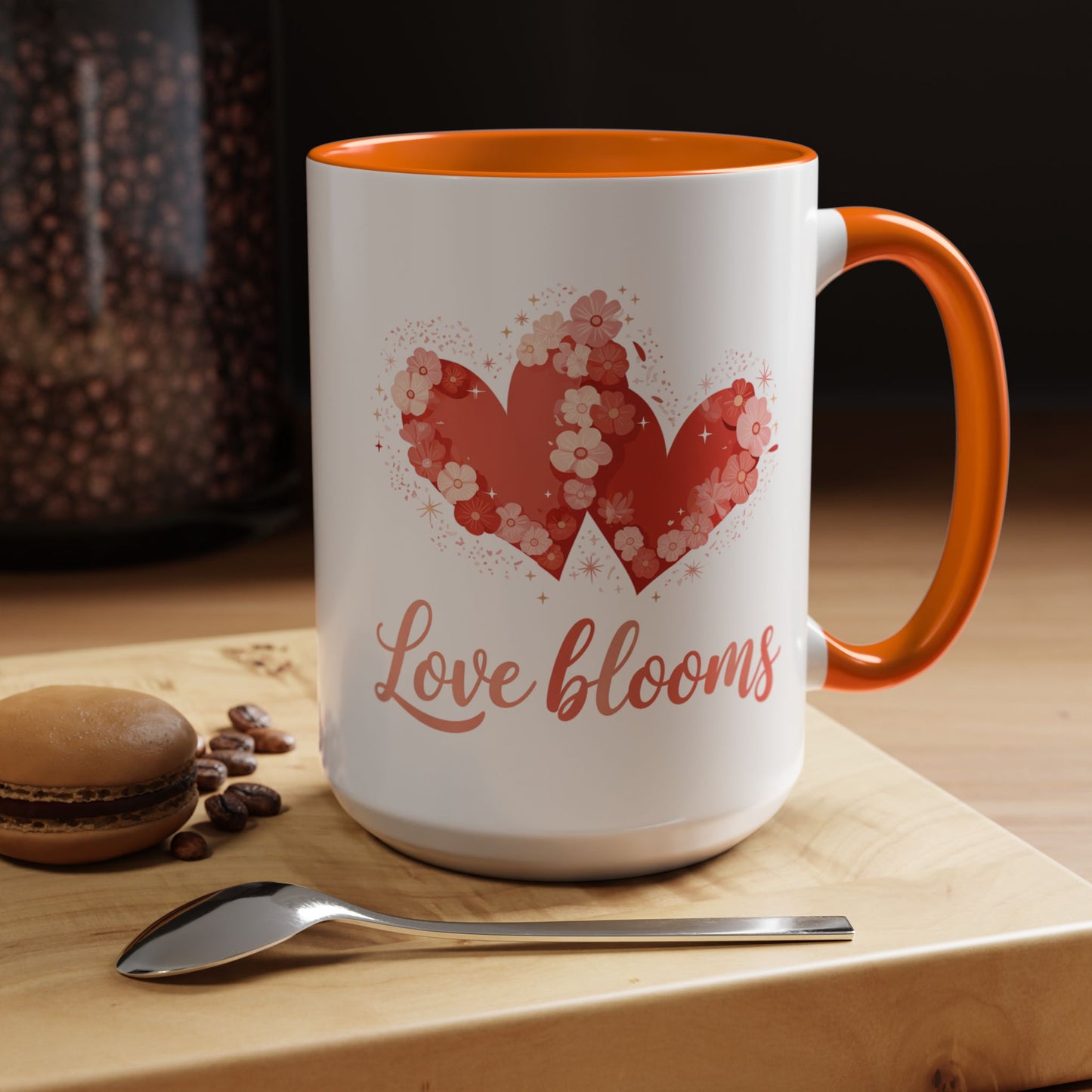 Love Blooms Accent Coffee Mug — Floral Heart 11/15oz