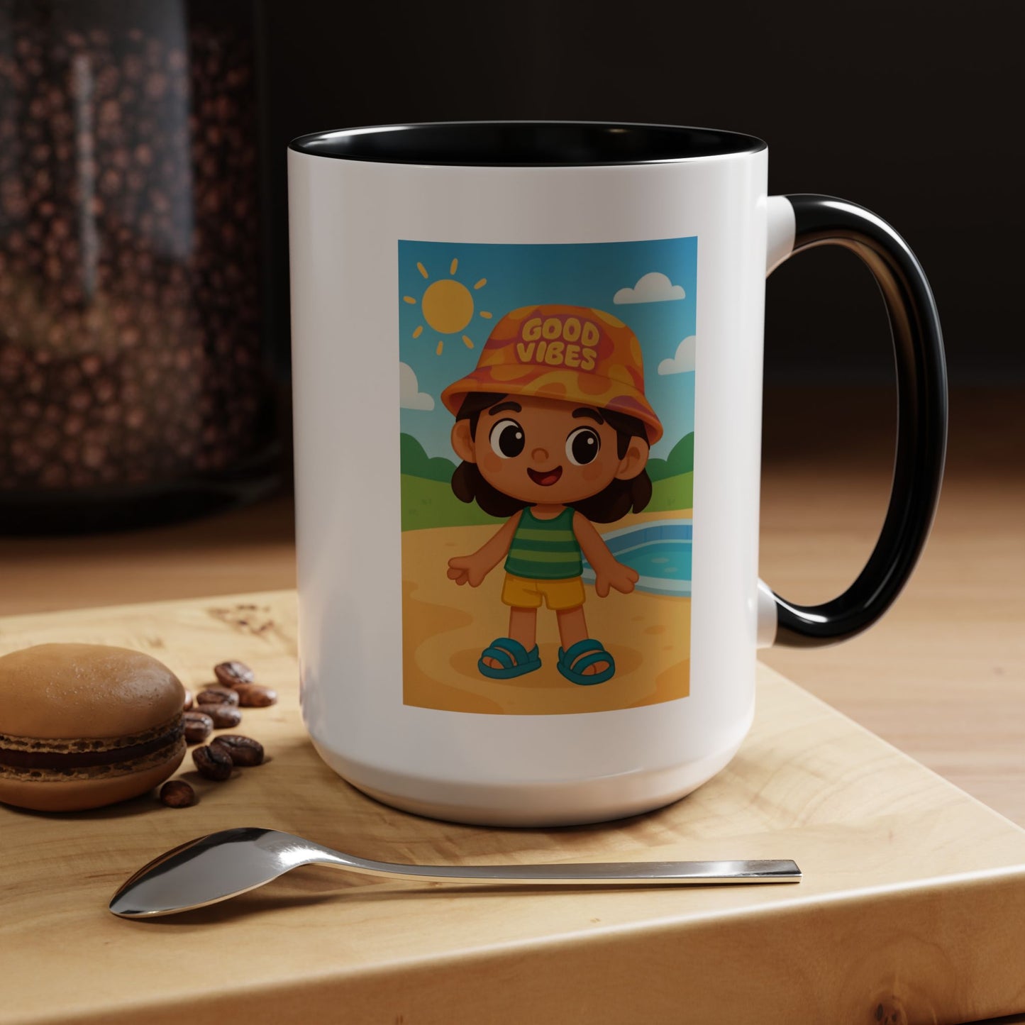 Good Vibes Beach Kid Mug — Accent Coffee Mug (11/15oz)