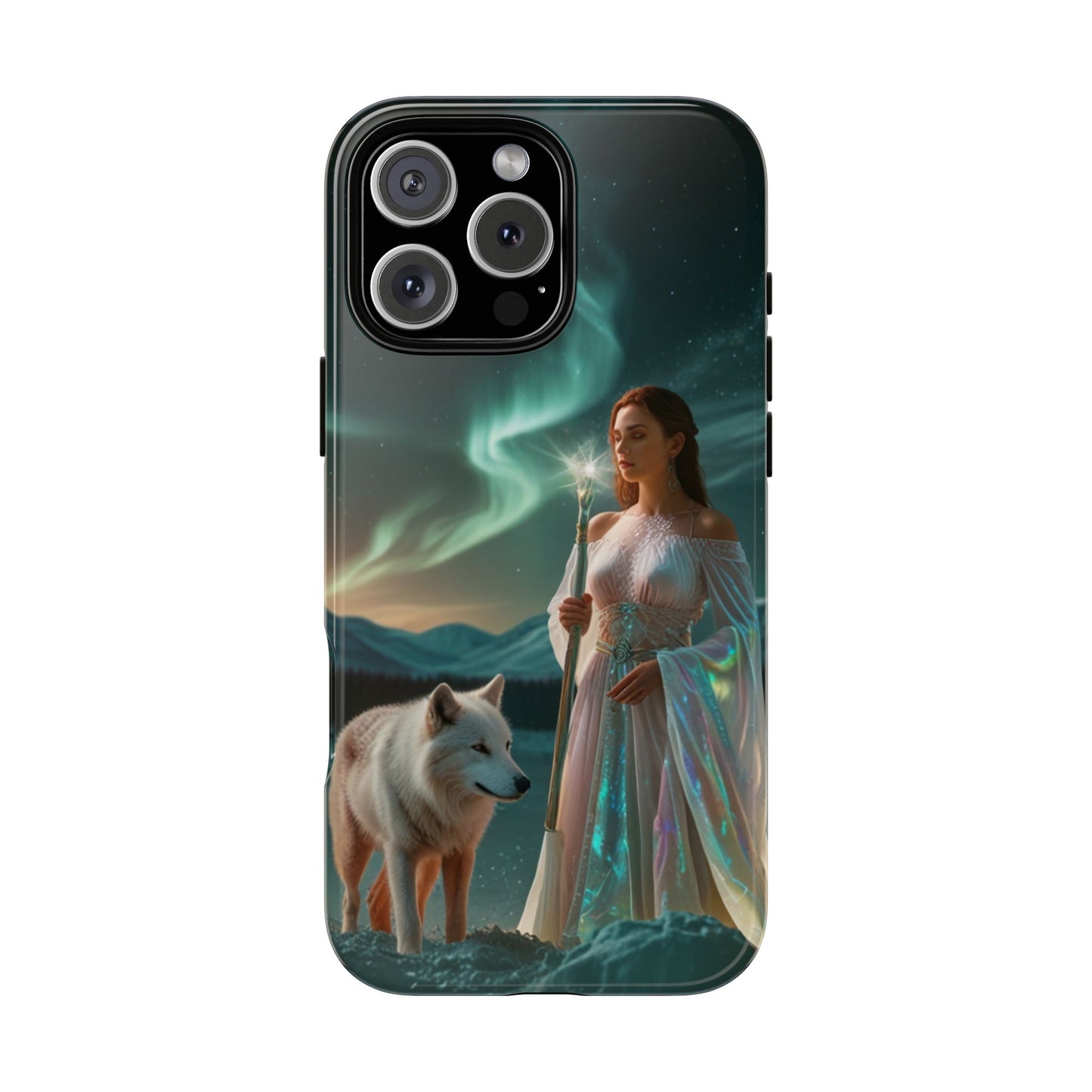 iPhone Mystic Guardian Phone Case — Aurora Wolf Woman Protective Cover
