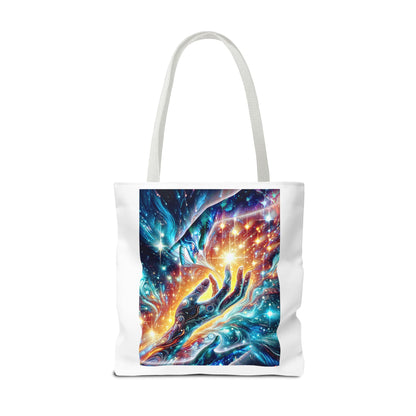 Cosmic Hands Tote Bag — Vibrant Galaxy Art Tote for Everyday, Beach & Gifts