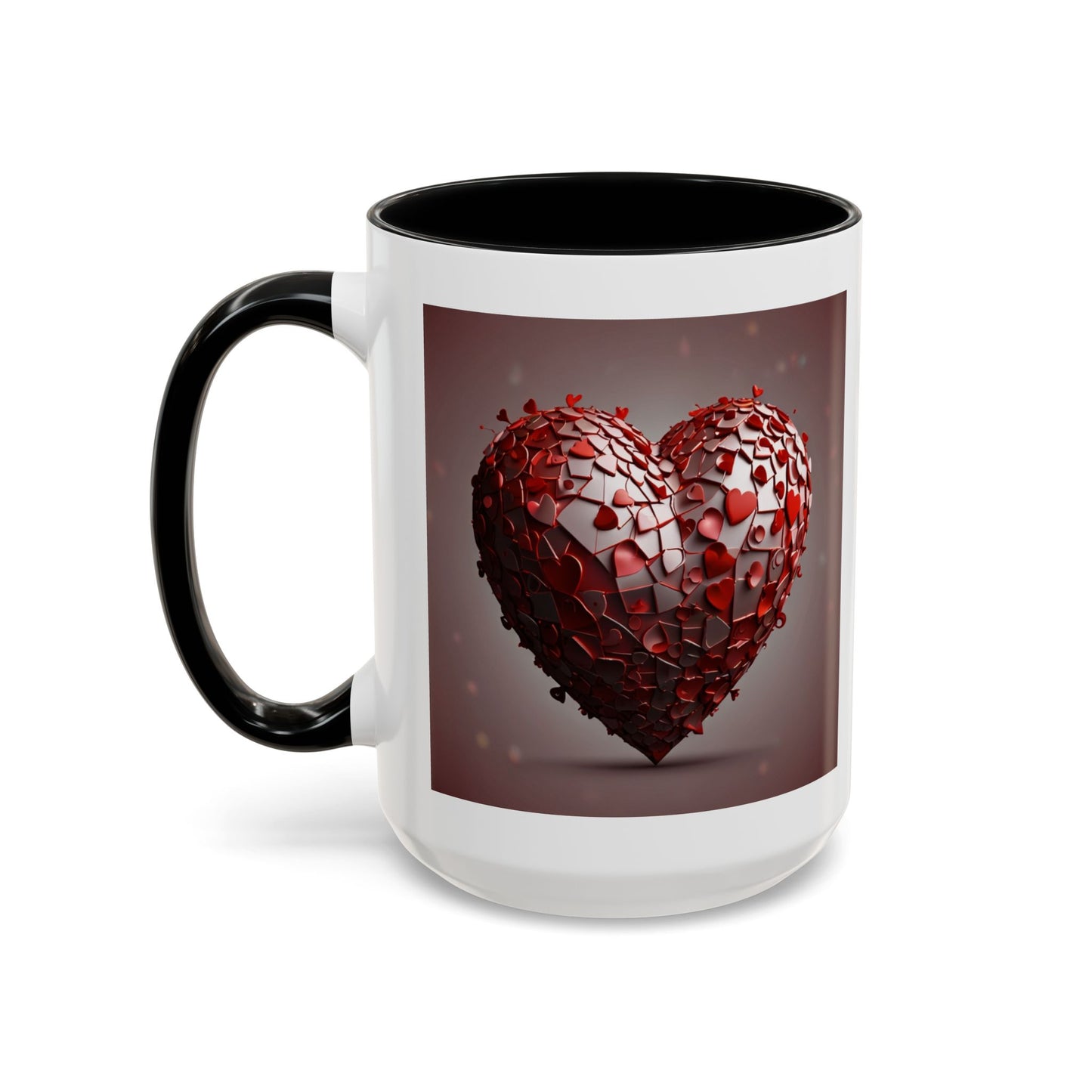 Heart Mosaic Accent Coffee Mug — Romantic Valentine’s Day Gift (11/15 oz)