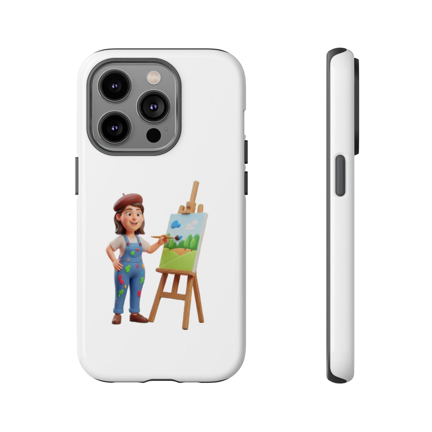 iPhone Artist Painter Phone Case — Cute Female Artist with Easel Protective iPhone Cover