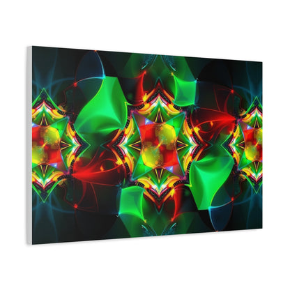 Kaleidoscope Abstract Matte Canvas Wall Art — Vibrant Green & Red Stretched Print
