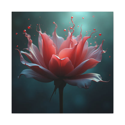 Red Lotus Matte Canvas Wall Art — Stretched 1.25" Floral Print