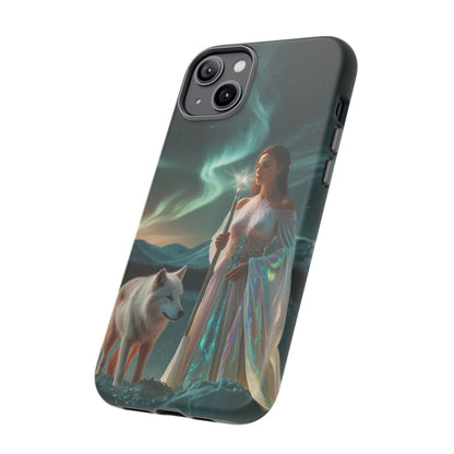 iPhone Mystic Guardian Phone Case — Aurora Wolf Woman Protective Cover