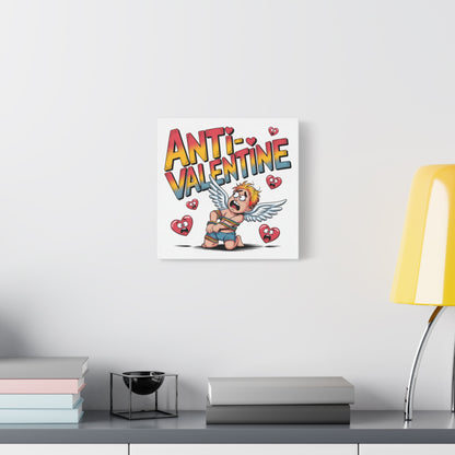 Anti-Valentine Canvas Wall Art — Funny Anti Cupid Stretched Matte Print