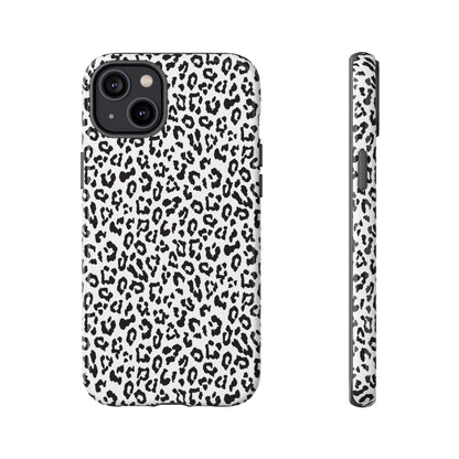 iPhone Leopard Print Tough Phone Case - Black & White Protective Cover