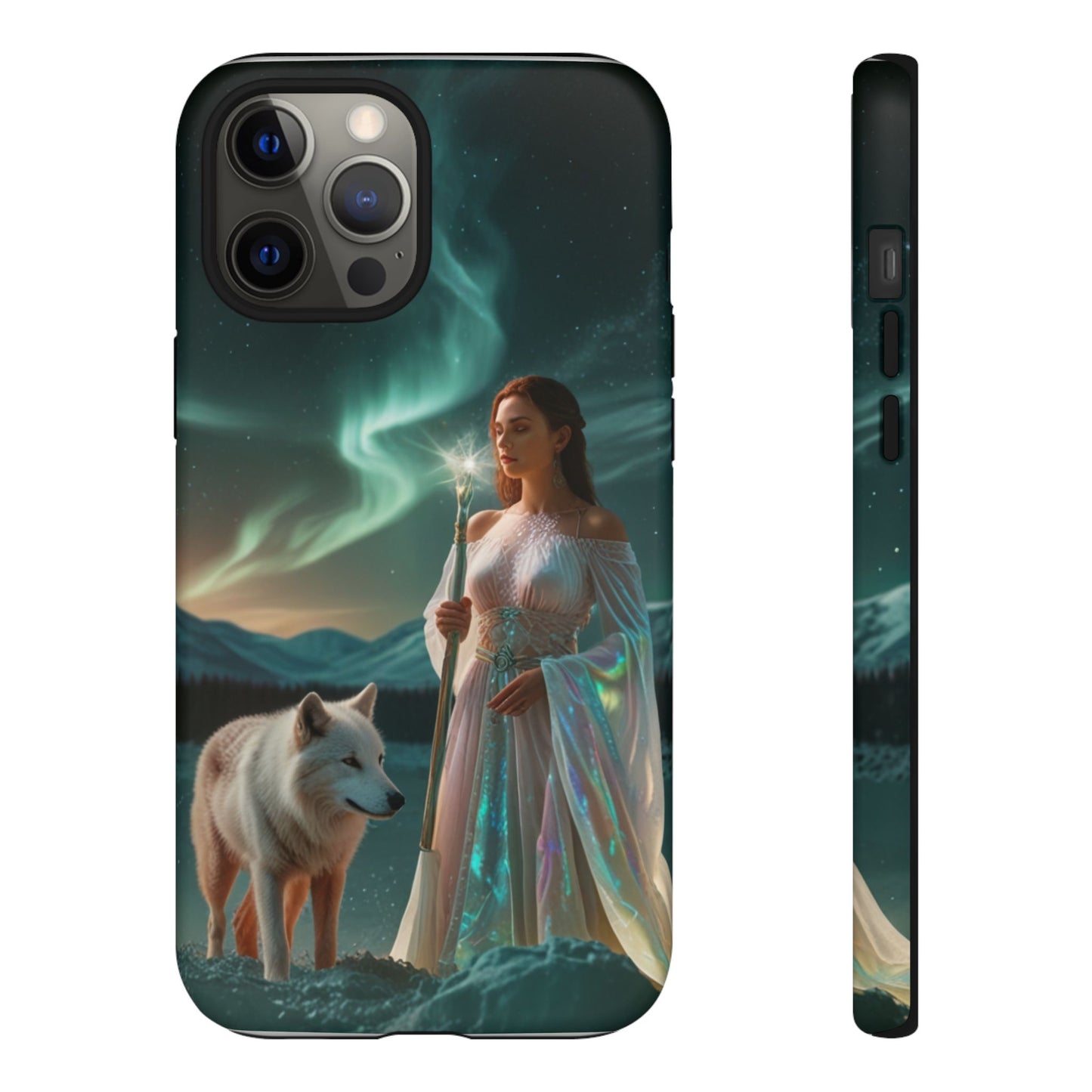 iPhone Mystic Guardian Phone Case — Aurora Wolf Woman Protective Cover