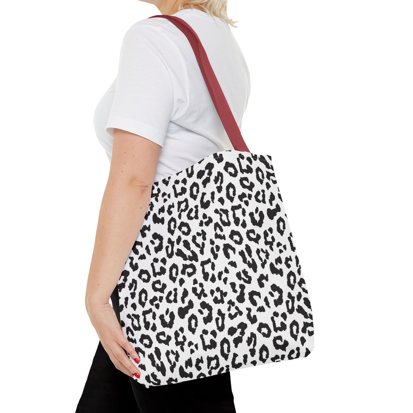 Leopard Print Tote Bag — Black & White All-Over-Print Shopper