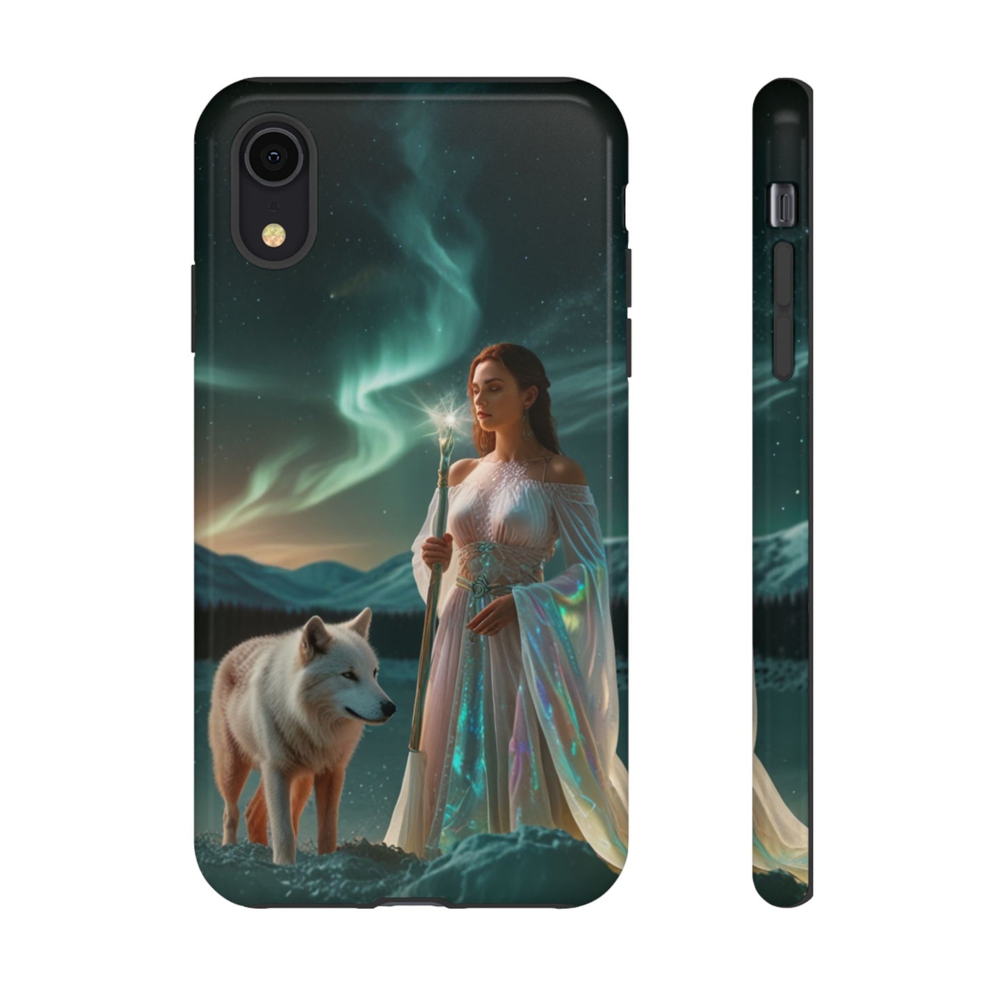 iPhone Mystic Guardian Phone Case — Aurora Wolf Woman Protective Cover