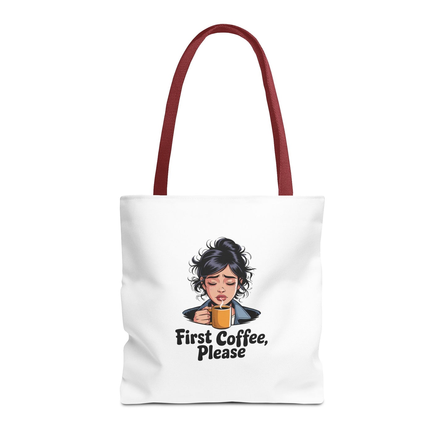 First Coffee Please Tote Bag — Cute Morning Coffee Lover Canvas Tote