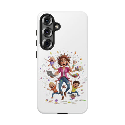 Samsung Mom Life Phone Case — Funny Juggling Mom Illustration Protective Case