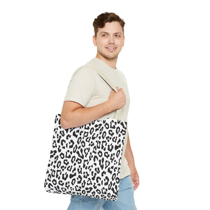 Leopard Print Tote Bag — Black & White All-Over-Print Shopper