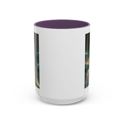 Taza de café Aurora Guardiana — Arte fantástico de mujer con lobo