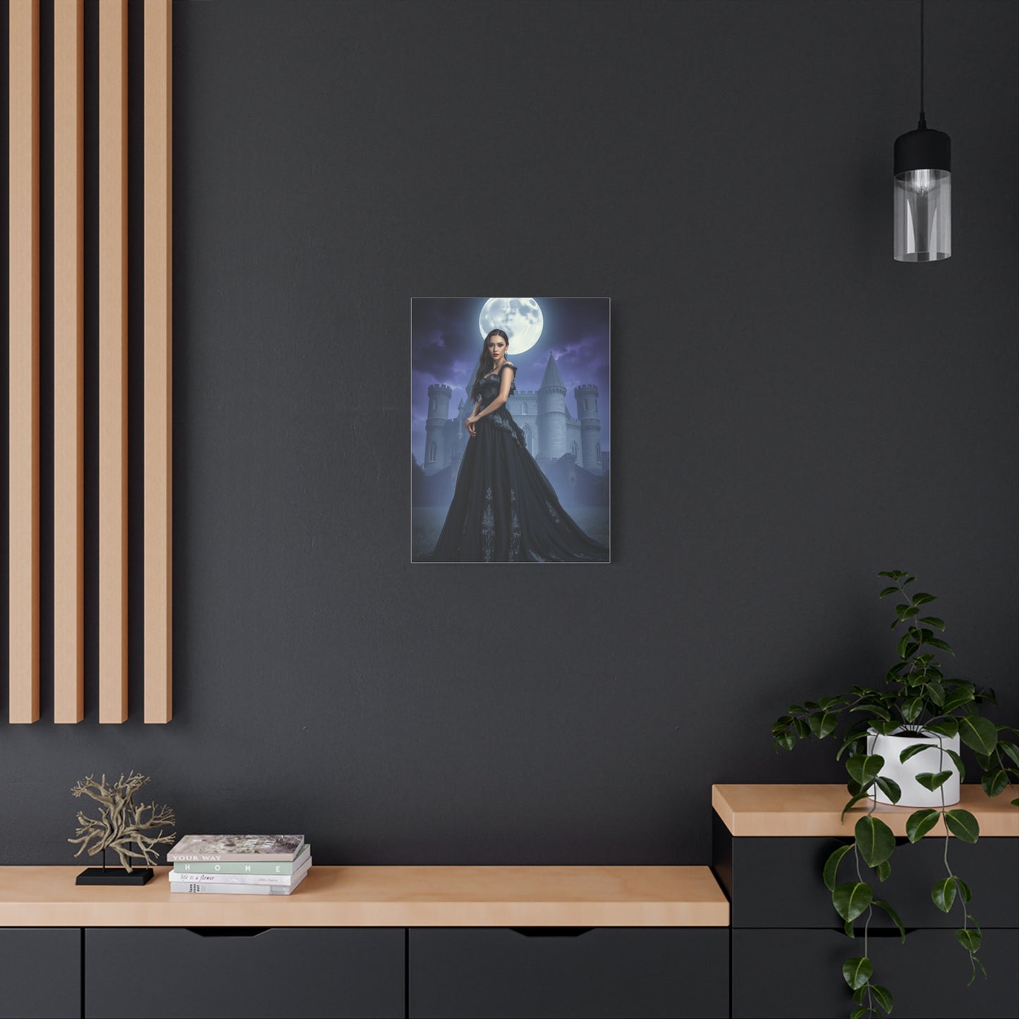 Gothic Moonlight Canvas Print — Elegant Dark Castle Portrait