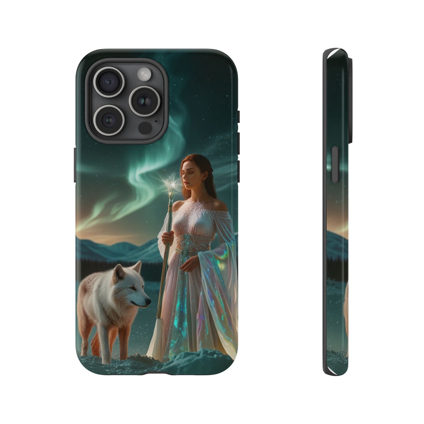 iPhone Mystic Guardian Phone Case — Aurora Wolf Woman Protective Cover