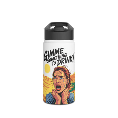 Isolierte Wasserflasche – „Gib mir was zu trinken!“ Retro-Comic-Design