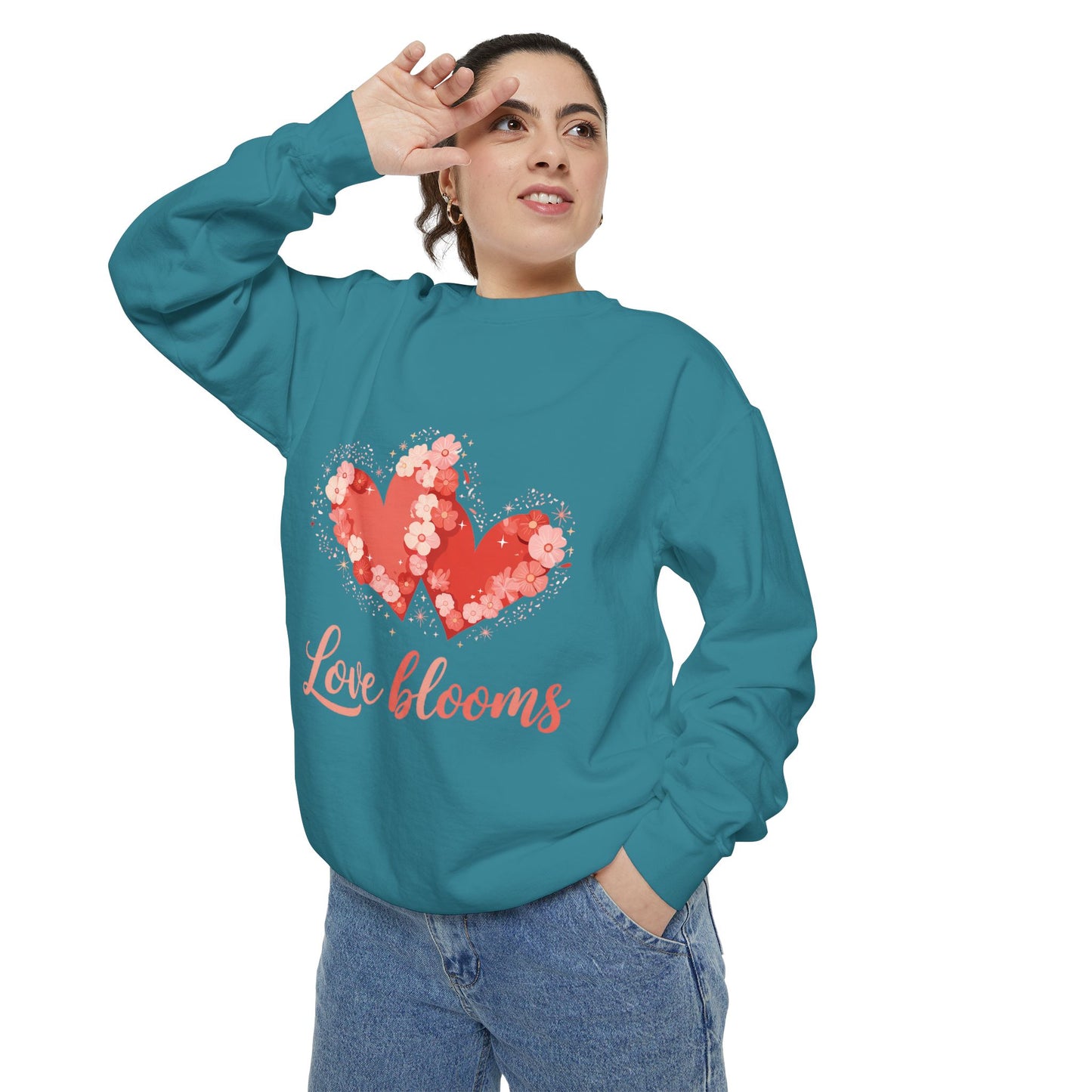 Love Blooms Heart Sweatshirt — Floral Valentine Pullover