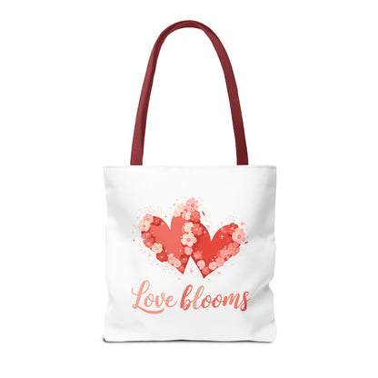 Love Blooms Heart Tote Bag — Floral Valentine Canvas Tote