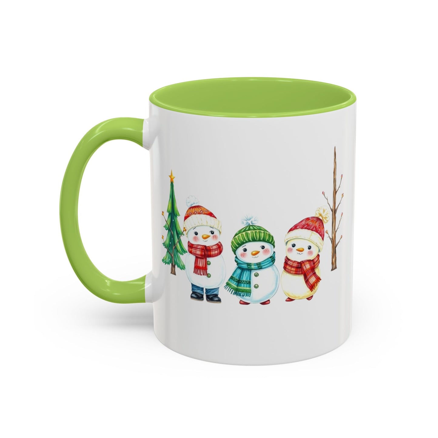 Christmas Snowman Mug — Cute Holiday Coffee Cup with Festive Tree & Snowmen (11/15oz)