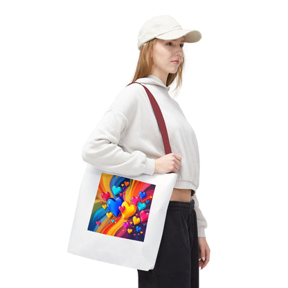 Colorful Heart Burst Tote Bag — Rainbow Love All-Over Print