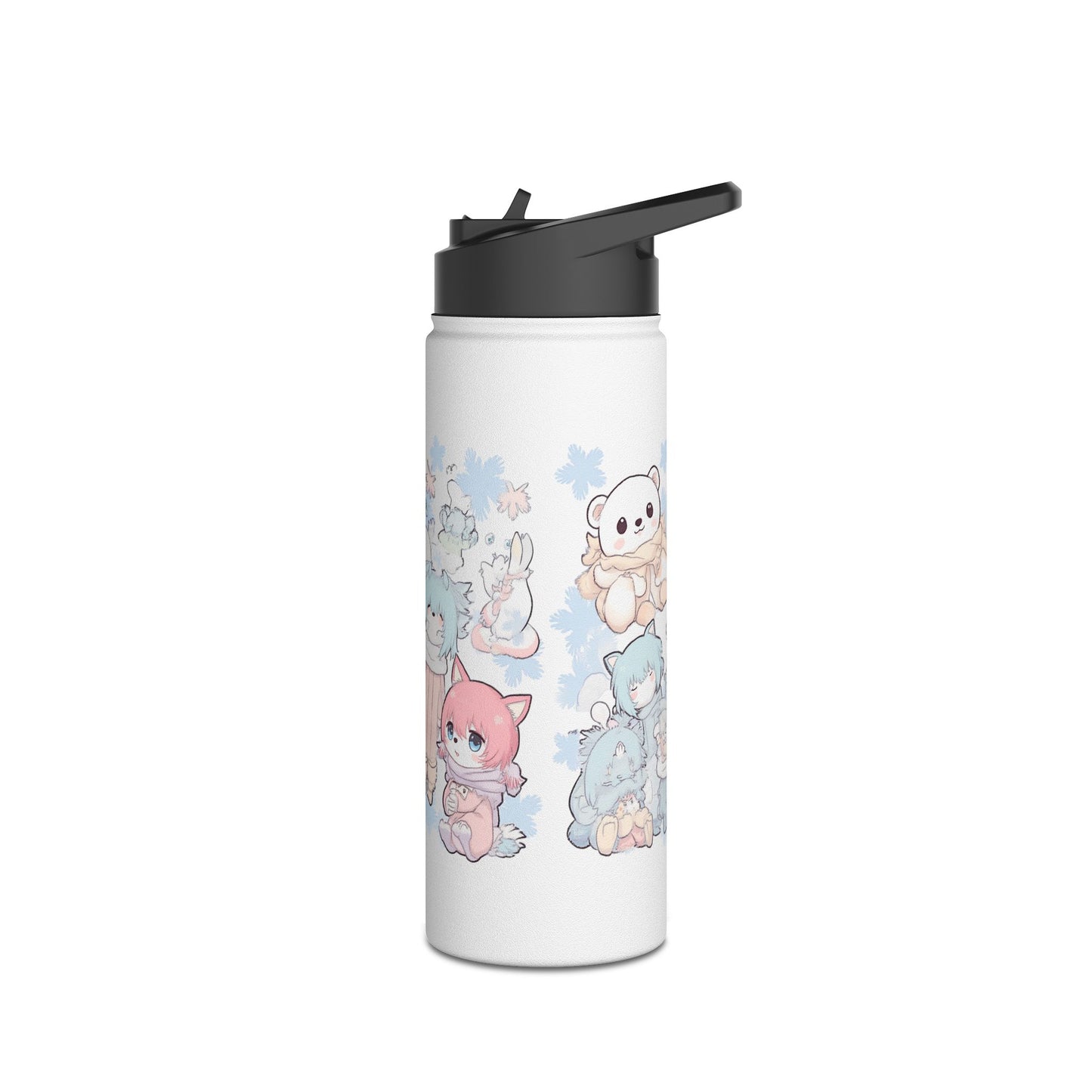 Wasserflasche aus Edelstahl mit niedlichen Kawaii-Wintermotiven