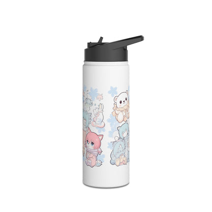 Wasserflasche aus Edelstahl mit niedlichen Kawaii-Wintermotiven