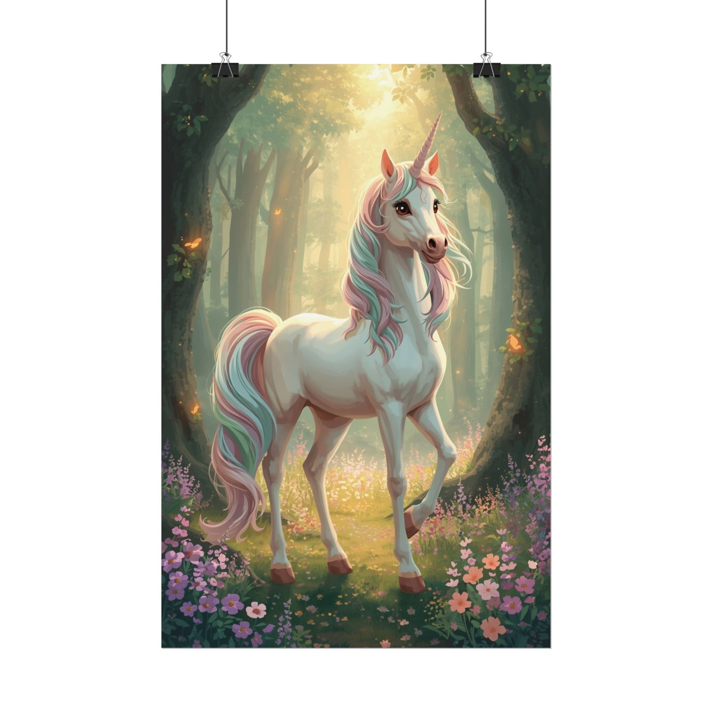 Unicorn Forest Poster — Magical Pastel Unicorn Wall Art