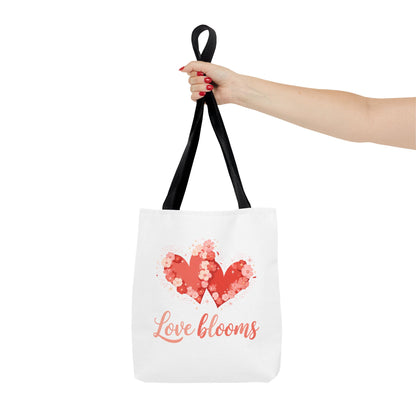 Love Blooms Heart Tote Bag — Floral Valentine Canvas Tote