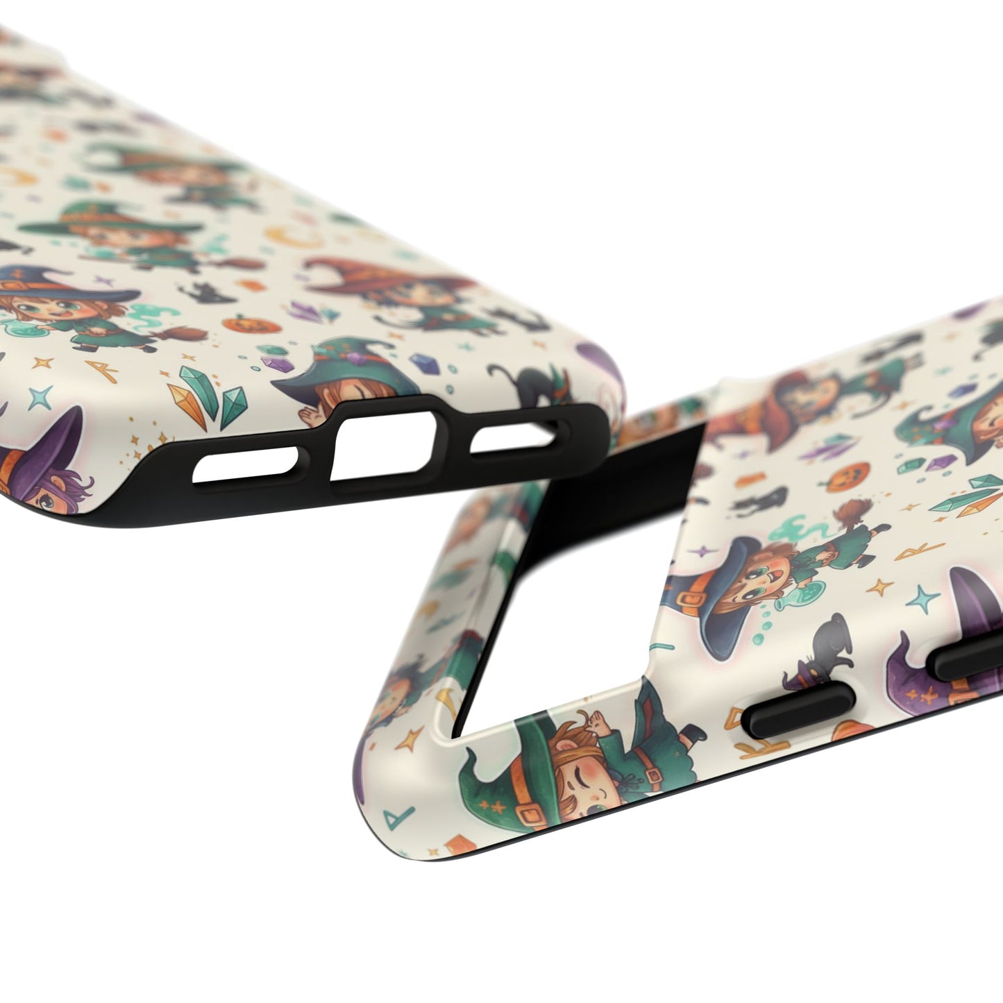 Google Phone - Cute Halloween Witch Phone Case – Cartoon Witches, Black Cats & Pumpkins