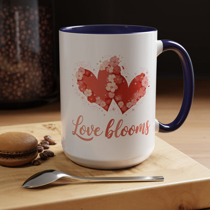 Love Blooms Accent Coffee Mug — Floral Heart 11/15oz