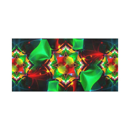 Kaleidoscope Abstract Matte Canvas Wall Art — Vibrant Green & Red Stretched Print