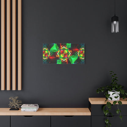Kaleidoscope Abstract Matte Canvas Wall Art — Vibrant Green & Red Stretched Print