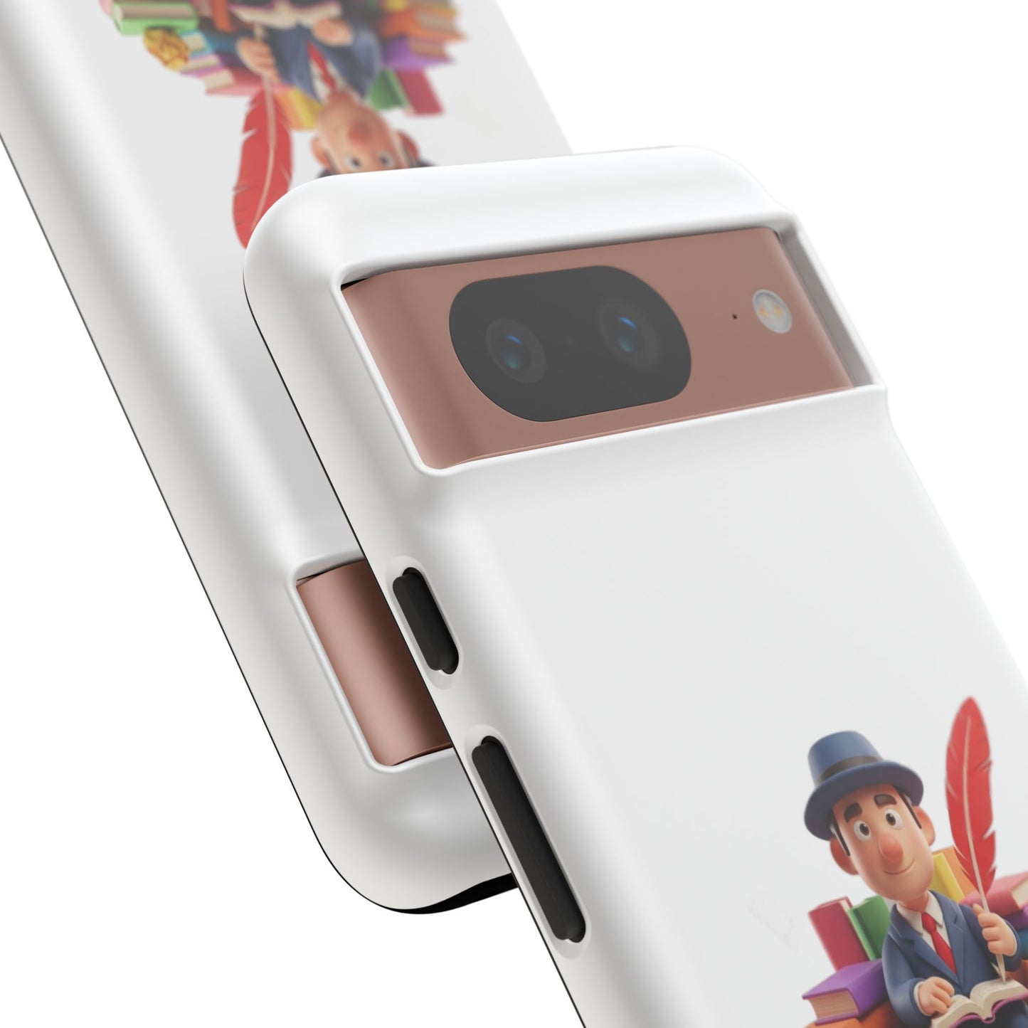 Google Author's Journey Phone Case — Cute Writer Illustration, Books & Quill Protective Cover