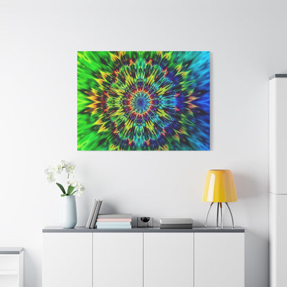 Psychedelic Kaleidoscope Matte Canvas Wall Art — Vibrant Mandala Stretched Canvas