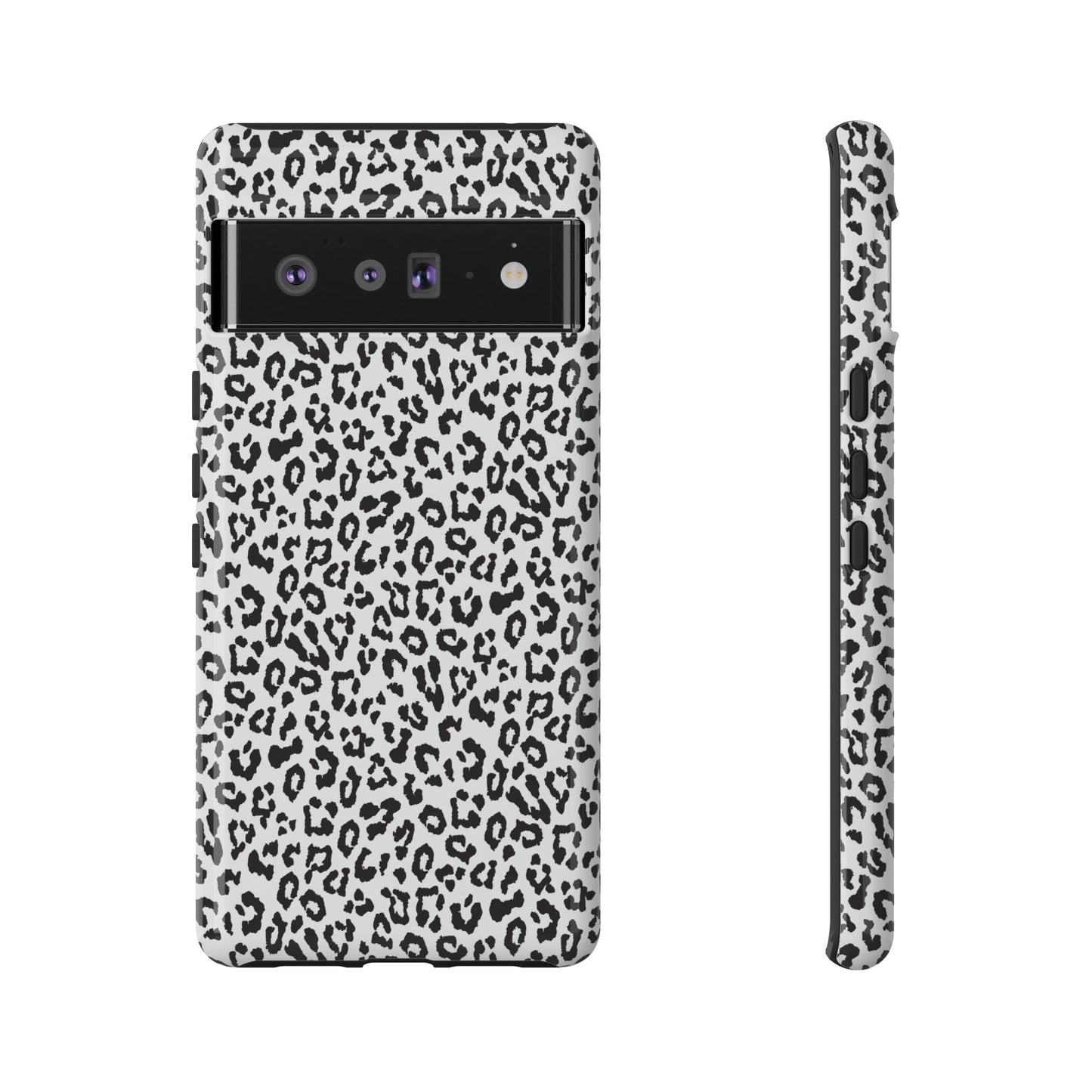 Funda para teléfono con estampado de leopardo de Google: resistente, en blanco y negro