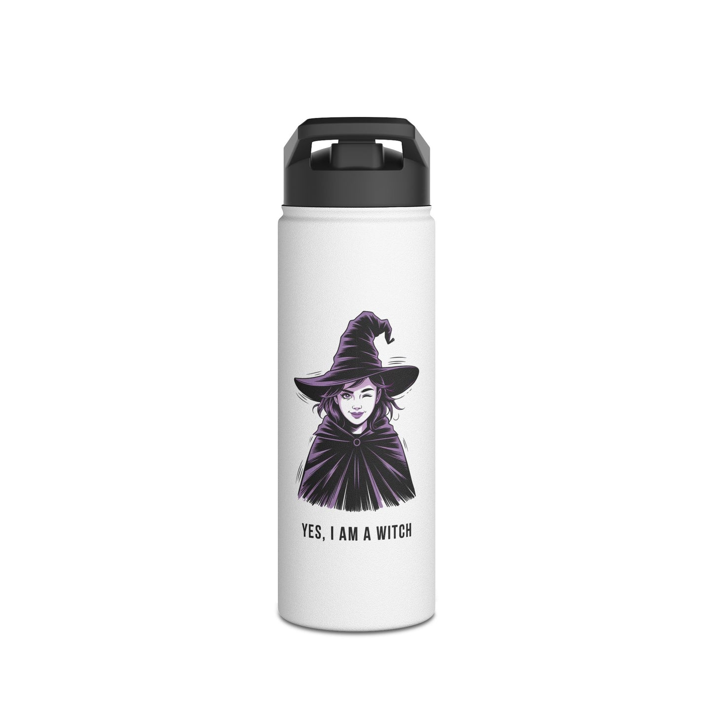 Witch Illustration Water Bottle — “Yes, I Am a Witch” Stainless Steel Bottle