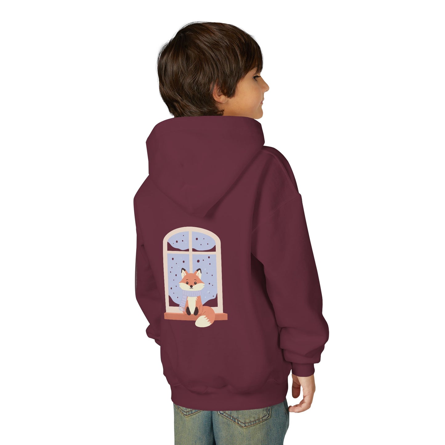 Kids Fox Hoodie - Cozy Winter Window Design