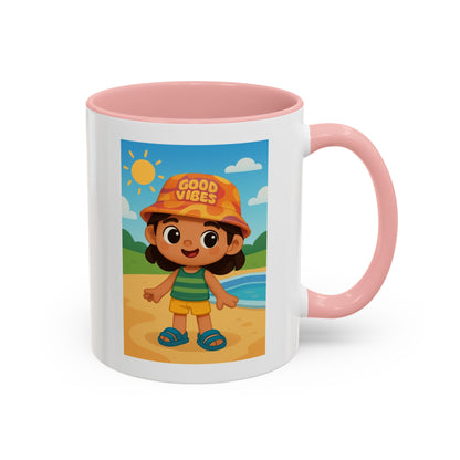 Good Vibes Beach Kid Mug — Accent Coffee Mug (11/15oz)