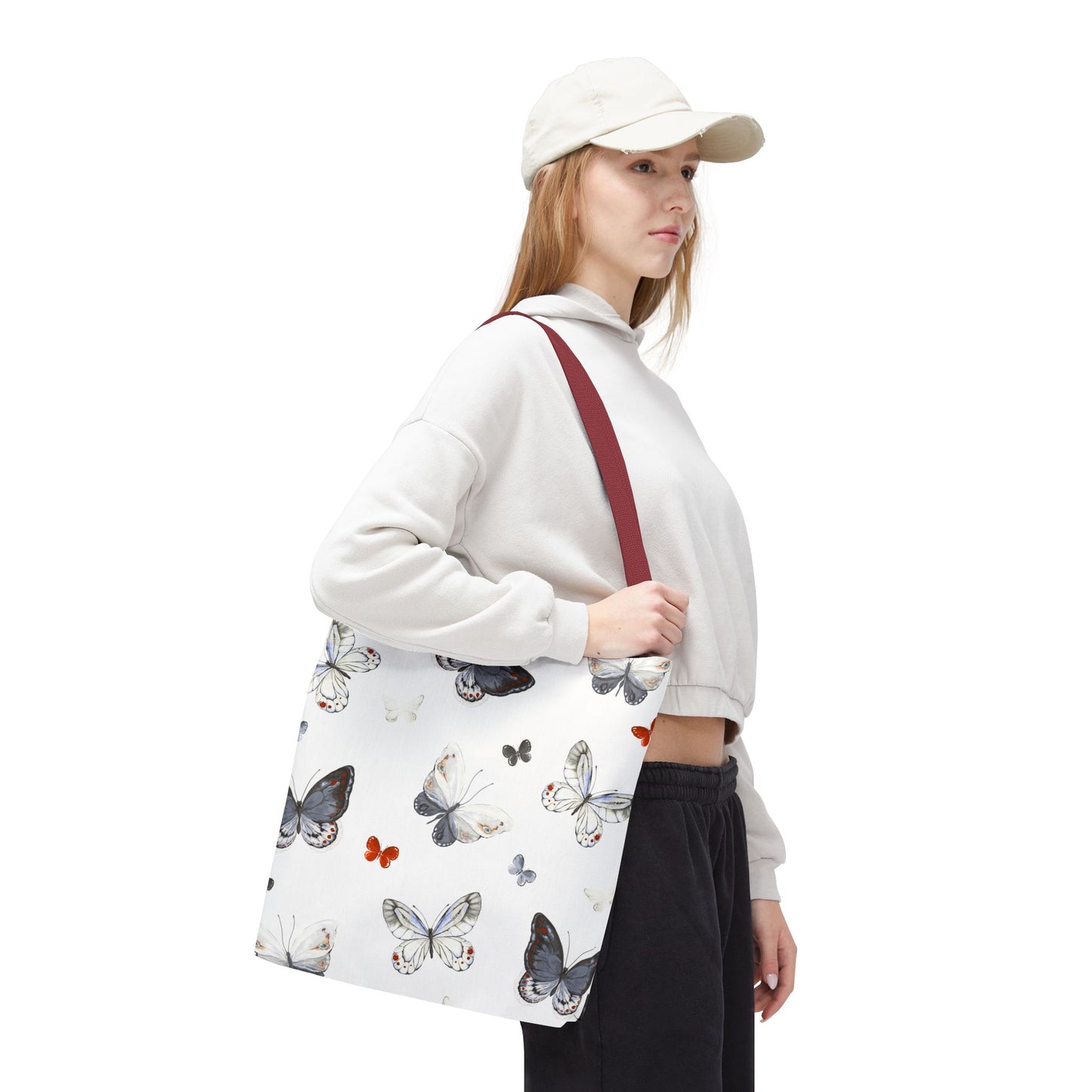 Butterfly Pattern Tote Bag — Lightweight Floral Tote for Everyday Use