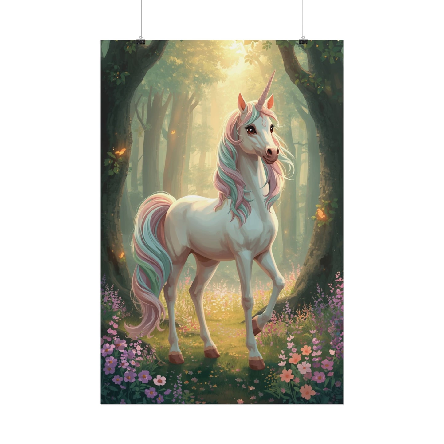 Unicorn Forest Poster — Magical Pastel Unicorn Wall Art