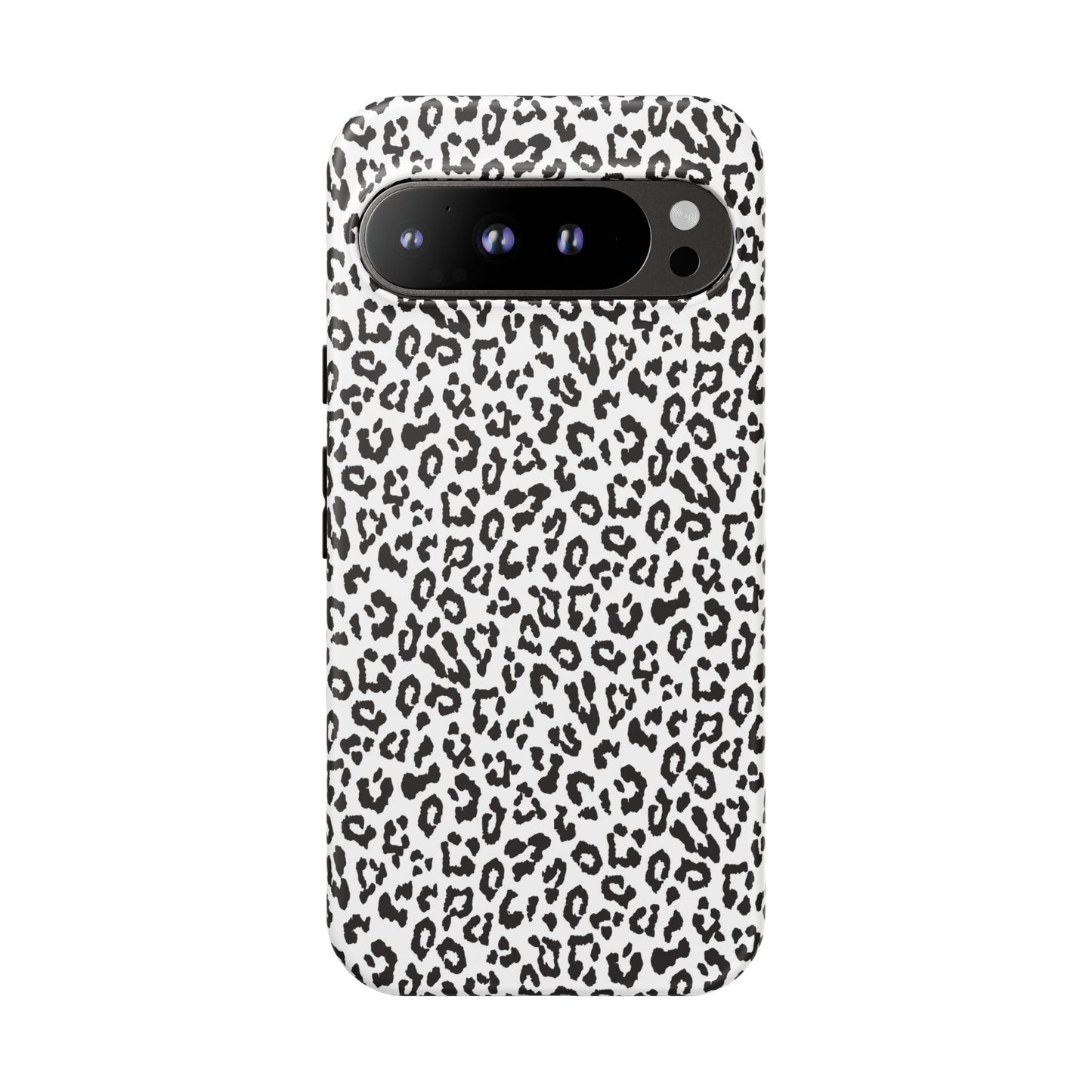 Funda para teléfono con estampado de leopardo de Google: resistente, en blanco y negro