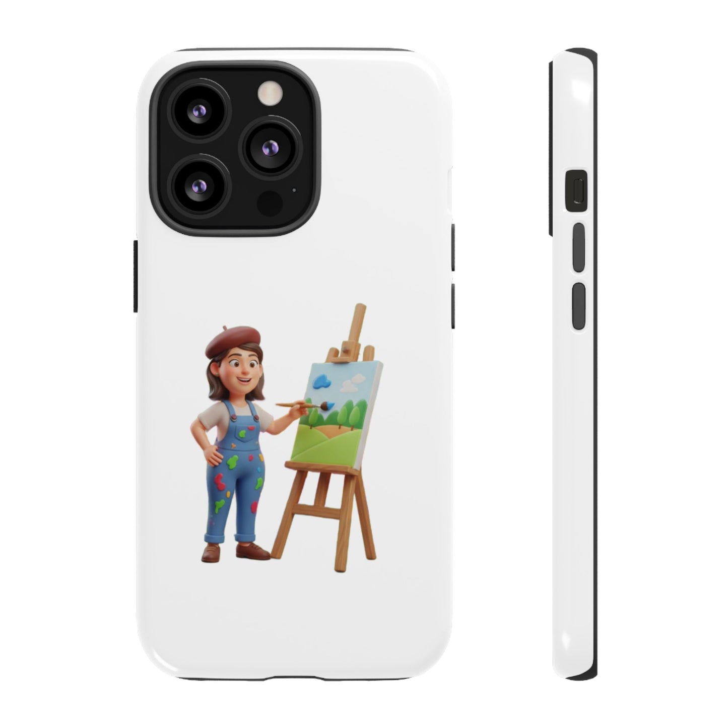 iPhone Artist Painter Phone Case — Cute Female Artist with Easel Protective iPhone Cover