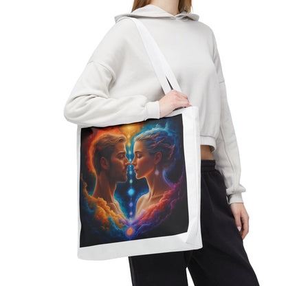 Mystic Soulmates Tote Bag — Celestial Couple Art AOP Tote