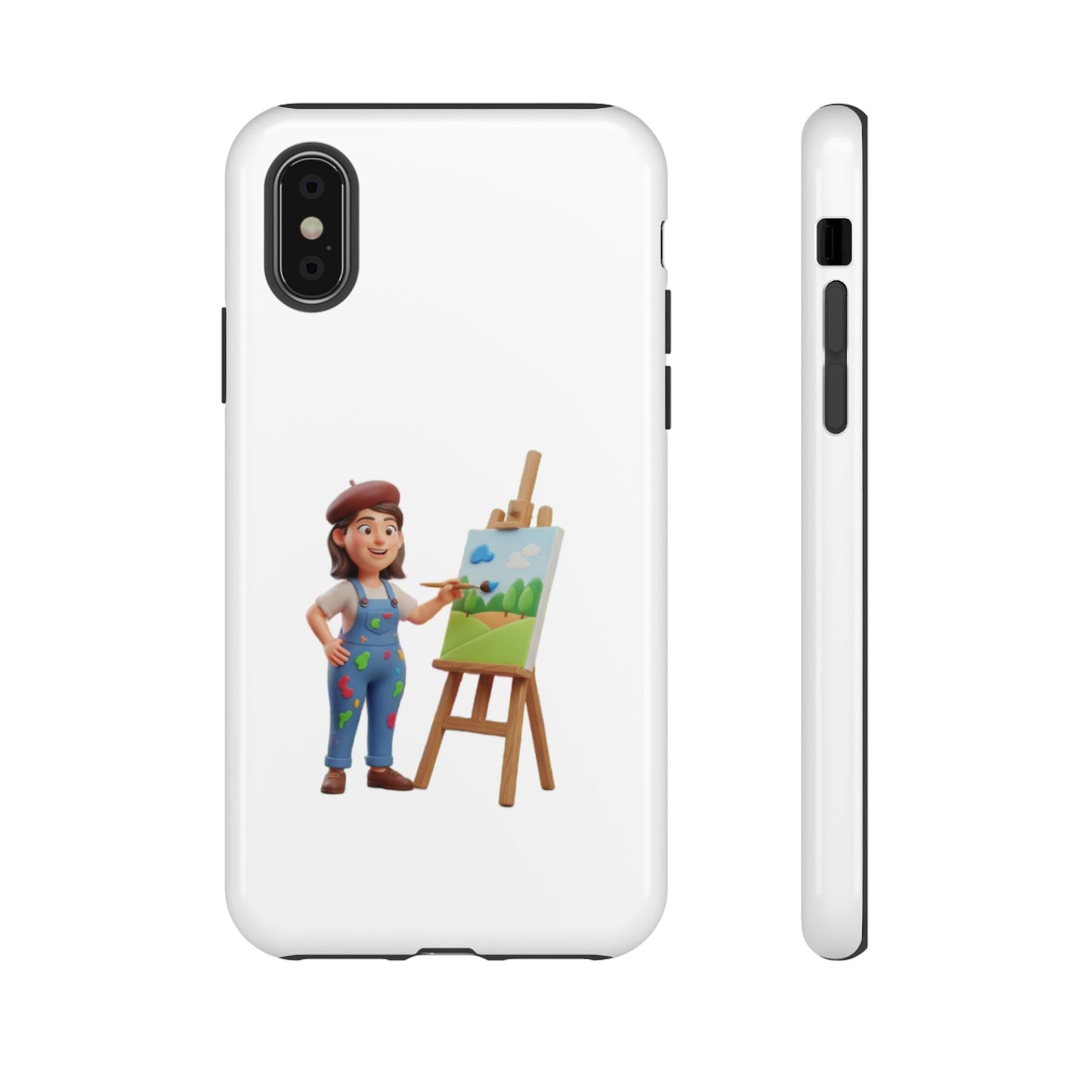 iPhone Artist Painter Phone Case — Cute Female Artist with Easel Protective iPhone Cover