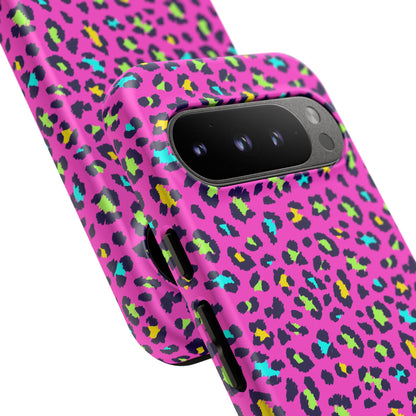 Funda resistente para teléfono Google Pink Neon Leopard: protector con estampado animal brillante