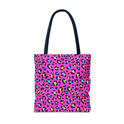Pink Neon Leopard Print Tote Bag — Bold Animal Print Shopper